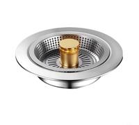 Tapón de drenaje de fregadero de cocina 3 en 1, colador de acero inoxidable con cesta de malla, herramienta de retención de agua para el hogar o comercial, desagües desmontables de 8.9 cm (B1)