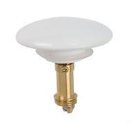 Tapón de drenaje desplegable de latón con botón pulsador, residuos de lavabo a prueba de fugas para baño, bañera, cocina, no requiere herramientas, 66 mm (blanco)