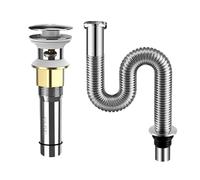 Tapón de drenaje desplegable para fregadero, acero inoxidable 304 con botón pulsador y triple sello antiolor para lavabos de 38-55 mm (grande + agujero)