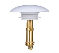 Tapón de drenaje desplegable para fregadero de 66 mm con cubierta de latón y sello de goma para residuos de lavabo de baño, blanco (blanco)