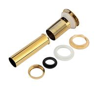 Tapón de drenaje emergente de latón macizo con orificio de desbordamiento, para fregadero de cocina y baño, acabado dorado pulido, operación con botón pulsador para abrir y cerrar