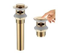 TapóN De Drenaje Emergente Fregadero de lavabo baño, tapón residuos drenaje emergente, accesorios for grifos, desagüe latón negro mate/cromo/oro/Oro pulido Cocina(Golden B1 y)