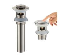 TapóN De Drenaje Emergente Fregadero de lavabo baño, tapón residuos drenaje emergente, accesorios for grifos, desagüe latón negro mate/cromo/oro/Oro pulido Cocina(Nickel E1 y)