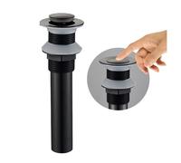 TapóN De Drenaje Emergente Fregadero de lavabo baño, tapón residuos drenaje emergente, accesorios for grifos, desagüe latón negro mate/cromo/oro/Oro pulido Cocina(Matte Black F1 n)