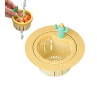 Tapón de drenaje para fregadero, filtro de fregadero de cocina en forma de cactus de 4.5 pulgadas con eliminación automática, cesta de basura antiobstrucción para una fácil limpieza, protege tuberías