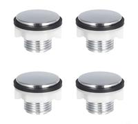 Tapón de entrada lateral para tanque de inodoro con tapa roscada galvanizada de 1/2 pulgada para aplicaciones de drenaje de desbordamiento de lavabo, paquete de 4 (tres puntos)