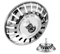 Tapón de fregadero de cocina actualizado, colador de acero inoxidable, colador de acero inoxidable, tapón de desagüe para comida/atrapasueños de pelo, diámetro del orificio del fregadero 79/80 mm