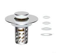 Tapón de fregadero desplegable 3 en 1 de acero inoxidable con cesta de filtro extraíble y colector de pelo compatible con tubos de drenaje de 30 a 46 mm de diámetro