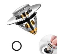 Tapón de Lavabo Universal Pop Up colador desagüe tapón tapón tapón de desagüe tapón de Lavabo tapón de bañera con colador Anti zumbido, válvula de desagüe para Cocina (34 - 38 mm)