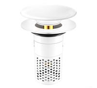Tapón de residuos de cobre para lavabo, blanco, drenaje desplegable con flujo rápido, control de aroma de doble sellado, filtro extraíble para fregadero de baño