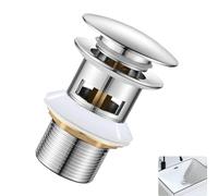 Tapón de Resorte para Lavabo con Rebosadero,Desagüe Pop-Up de Acero Inoxidable y Latón en Níquel Cepillado,Válvula con Función Pulsar,para Fregaderos de Baño