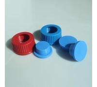 Tapón de silicona GL45 for botellas anaeróbicas - 30 juegos de tapones azules con tapas de apertura