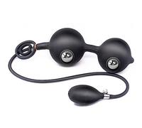 Tapón de silicona inflable multifuncional con bomba y anillo, bolas de acero dobles incorporadas para estimulación anal y vaginal, juguete sexual para hombres y mujeres