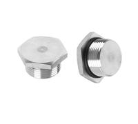 Tapón de tubería de acero inoxidable 304, rosca macho métrica, tapa de cabeza hexagonal exterior, tapones de cabeza hexagonal, accesorios con anillo de sellado para aire, agua, aceite, 2 piezas NPT2