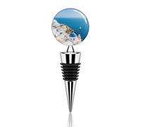 Tapón de vino con vista al mar de la isla de Santorini, tapones decorativos para champán, tapones de corcho al vacío para vino, tapón de bebidas con sello de goma, botellas de bebidas reutilizables