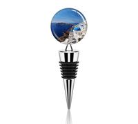 Tapón de vino con vista al mar de la isla de Santorini, tapones decorativos para champán, tapones de corcho al vacío para vino, tapón de bebidas con sello de goma, botellas de bebidas reutilizables