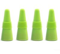 Tapón de vino de silicona con base de acero inoxidable para vino tinto blanco para botellas de champán y cerveza, hermético, color rojo, verde, azul, morado, negro, azul claro, paquete de 4 (verde)
