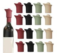 Tapón de vino de silicona para botellas de vino, tapones de vino para botellas de vino, cubierta de botella de sellado, conservador reutilizable para champán, cerveza, aceite de oliva (16 piezas)