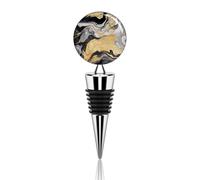 Tapón de vino decorativo de metal para botellas de vino, elegante, reutilizable, a prueba de fugas, tinta de mármol negro y dorado, corchos de vino para regalos, bares, vacaciones, fiestas, bodas