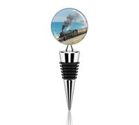 Tapón de vino Tren de vapor junto al mar Tapones decorativos para champán Tapones de vino al vacío Tapón de bebidas con sello de goma Botellas de bebidas reutilizables para bodas, vacaciones, cumple