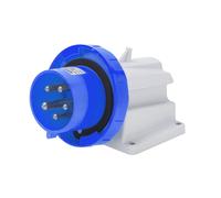 Tapón Fijo Pared 90 Grados IP67 2P + T 16A 200-250V 50/60Hz Azul Arnés Tornillo