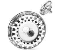 Tapón Fregadero de Cocina 80mm Universal, Colador Fregadero Tapón Desagüe Acero Inoxidable Colador Cesta para Cocina Blanco y Franke