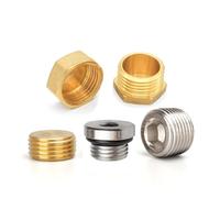 Tapón hexagonal hexagonal de latón de 1/8" 1/4" 3/8" 1/2" 3/4" de latón con rosca exterior, conector de embrague, adaptador (Iron Plug, 1/4")