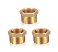 Tapón Latón Rosca Interior, 3 Piezas, reductor de latón adaptador de 3/4 a 1/2 pulgada (AG Ø 25 mm x IG Ø 20 mm), para Plomería de Agua, Aire, Jardín, para Sistemas de Calefacción y Agua Potable
