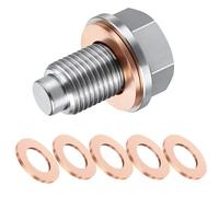 Tapón Magnético de Drenaje de Aceite,M14 x 1.5 Magnético de Drenaje con 5 Junta de Cobre Tornillo Carter Aceite Acero Inoxidable General para Mayoría de Coches Barcos Motocicletas