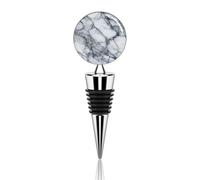 Tapón para botella de vino de mármol blanco pulido, tapón reutilizable para botella de bebidas, tapón sellador de aleación de zinc para vino tinto para fiestas, bodas y bares