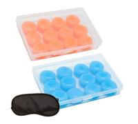 Tapón para los oídos, 12 pares de bolas de silicona Quies moldeables, reutilizables para el sueño, supresión del ruido para dormir ronquidos (azul, naranja), con 1 máscara para los ojos