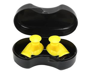 Tapón para los Oídos de Silicona Impermeable Suave y Reutilizable con Caja Negra, Tapón para los Oídos Izquierdo y Derecho para Nadar (YELLOW)