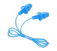 Tapón para los oídos para nadar, tapones para los oídos de silicona reutilizables con cordón para ducha de natación(Azul)
