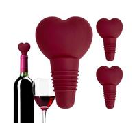 Tapón para vino de silicona - Paquete de 3 tapones con forma de corazón | Sello hermético para botella de vino - para bares, restaurantes, bodas, fiestas, vacaciones, comedor, cocina y casa