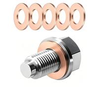 Tapón Vaciado Aceite Magnético Acero Inoxidable con 5 Arandelas Cobre,Tapón Cárter Aceite Coche Moto, Imán Neodimio Protección Motor (M14x1.25)