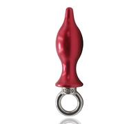 Tapones anales de metal Tapón anal para principiantes, tapón anal de acero inoxidable para hombres, con anillo de tracción disponible, se puede usar para ano y vagina, diámetro más grande 2,4 cm(Rot)