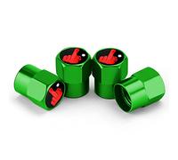 Tapones antipolvo de aluminio para válvula de rueda de neumático, para coches, camiones, remolques, SUV, motocicletas, bicicletas, más (juego de 4) FU mano dedo medio (mini/verde)