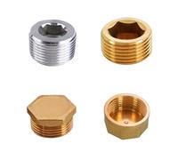 Tapones ciegos de latón, Accesorio de tapón extremo cabeza hexagonal con rosca macho for tubería latón 1/8 a 1 pulgada(Male Plug,1 PCS-1/8")