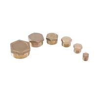Tapones ciegos de latón, Tapón de tubo latón BSPP con cabeza hexagonal avellanada, varios tamaños, 2 unidades(3/8")