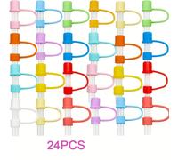 Tapones de aleatorios de 24 piezas, puntas de de silicona para vasos y tazas, protectores de reutilizables, lavables, a prueba de polvo y salpicaduras, se a de 10 mm