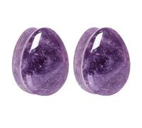 Tapones de amatista natural con forma de lágrima de búho perforado, se venden por pares.