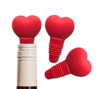 Tapones de botellas de vino,Set de 3 piezas Silicona en forma de corazón Tapones de Botella - Válvula de Botella de Vino - Adecuado para Vacaciones Vacaciones Boda Restaurante y Bar Comedor y