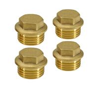 Tapones de latón de 1/2", 4 unidades, rosca exterior, tapón ciego de latón con anillo de goma, rosca exterior, tapón de cierre para tuberías de agua, radiadores, calefacción, sistema de agua potable