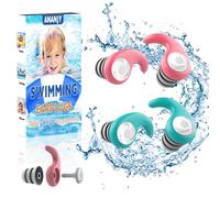 Tapones de natación impermeables para niños, 2 pares de tapones reutilizables de silicona suave, protección auditiva para niños (de 4 a 12 años), ideales para surf, buceo, piscina, ducha y deportes