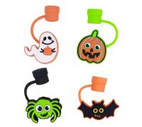 Tapones de paja para Halloween, murciélagos y pajillas para vasos, cubierta para pajitas de 8 mm, suave, murciélago, araña, calabaza, tapas reutilizables a prueba de polvo