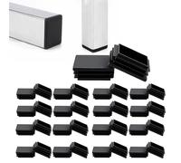 Tapones de plástico rectangulares de 35 x 20 mm para tubos cuadrados de silla, insertos de deslizamiento, color negro, 20 unidades