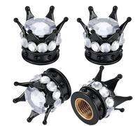 Tapones de Válvula Set 4 piezasTapas De Vástago de Diamante Blingbling Cristal Tapones Rueda Universal Corona Tapa de la válvula para Coche Motos Bicicletas Patín