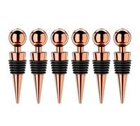 Tapones de vino para botellas de vino, 6 tapones de botella de vino al vacío con corchos de vino reutilizables de silicona, a prueba de fugas, se mantienen frescos, adecuados para estándar (Goldrose