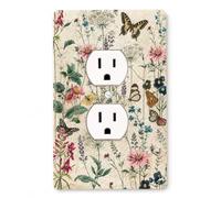 Tapones decorativos de mariposa para receptáculo dúplex de 1 banda, decoración botánica del hogar con mariposas y flores, cubierta de enchufe eléctrico para dormitorio, casa de campo y guardería