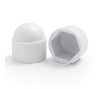 Tapones hexagonales [para M8 - SW 13 mm, 50 unidades] - Tapas protectoras de plástico blanco para tornillos y tuercas